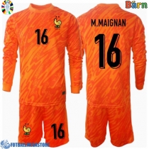 Fotballdrakt Barn Frankrike Mike Maignan #16 Keeper Bortedraktsett EM 2024 Langermet (+ Korte bukser)